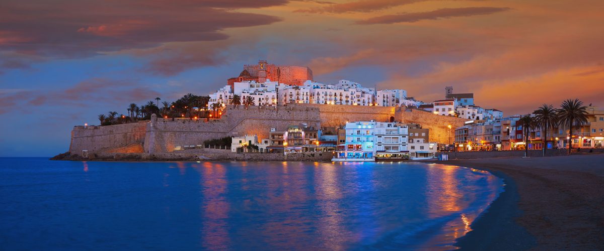 Playa Norte en Peñíscola al atardecer