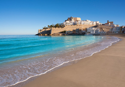 plage nord de peñiscola, vue du château